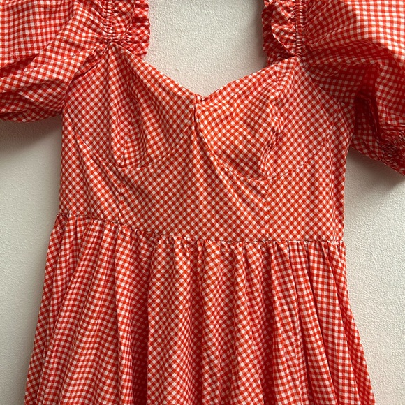 Selkie Red Gingham Puff Sleeve Ritz Gown - Picture 4 of 8